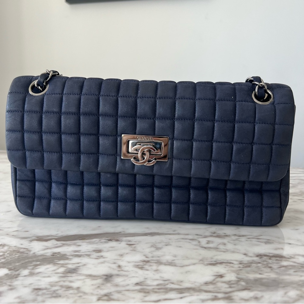 CC Lock Bubble Flap Bag Quilted Iridescent Calfskin
